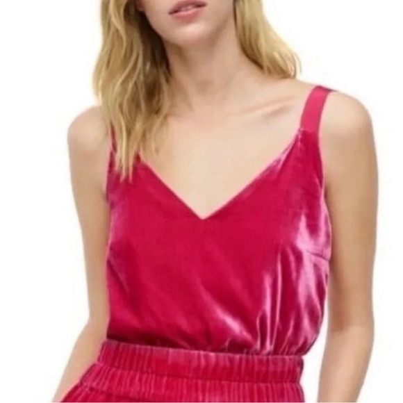 J. Crew Tops - J Crew Velvet 💕 Pink Ribbon Tank Size Large
